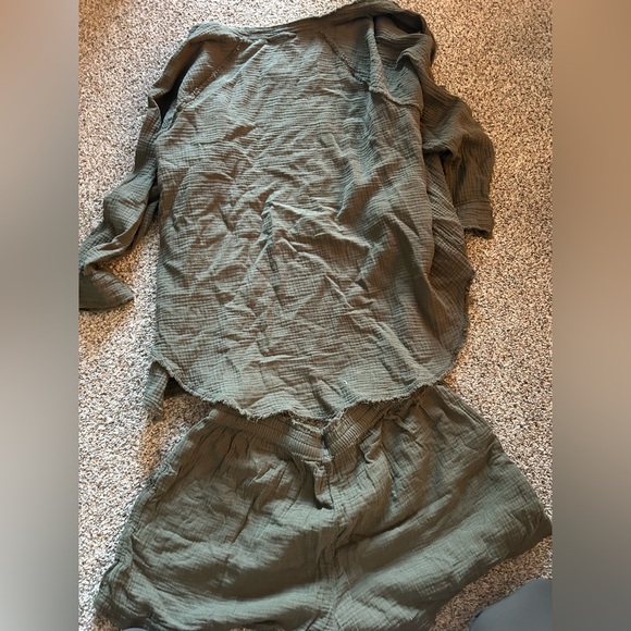 Aerie | Green Pool To Party 100% Cotton Gauzy Matching Set M/XL - Picture 7 of 8